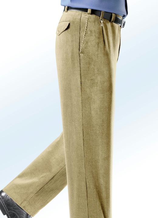 Hosen - Cordhose von «Klaus Modelle» mit Zieranhänger in 4 Farben , in Größe 024 bis 110, in Farbe BEIGE