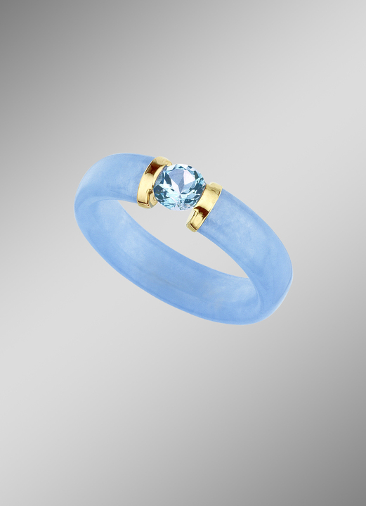 Ringe - Damenring aus blauer Jade und Blautopas, in Farbe  Ansicht 1
