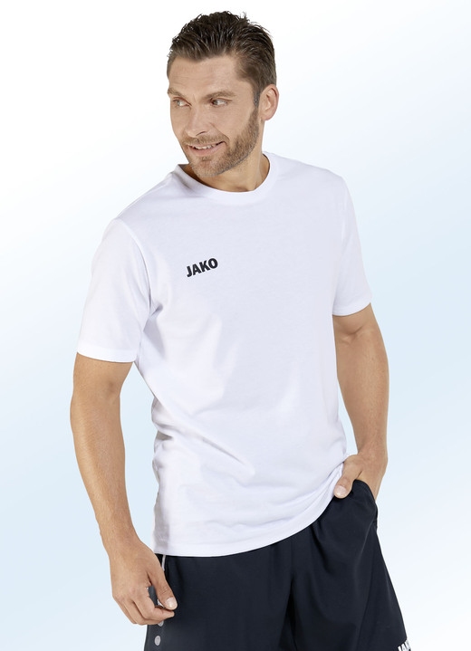 Freizeitshirts & -Kombinationen - Doppelpack Shirt von «Jako» in 6 Farben, in Größe 3XL (58/60) bis XXL (56), in Farbe WEISS-ROYALBLAU Ansicht 1