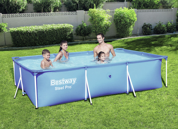 Garten - Rechteckiges Pool-Set, gross aus robustem TriTech-Material, in Farbe BLAU