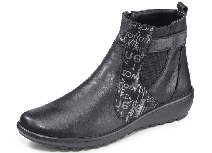 Stiefel & Stiefeletten - Gemini Stiefelette aus teilweise bedrucktem Rind-Nappaleder, in Größe 036 bis 042, in Farbe SCHWARZ Ansicht 1