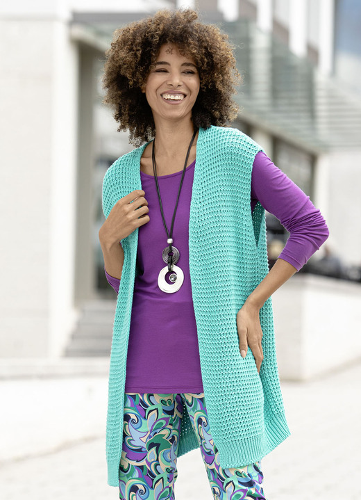 Pullover & Strickmode - Gilet in verschlussloser Form, in Größe 038 bis 054, in Farbe AQUA Ansicht 1