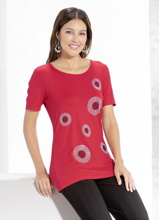 Shirts - Shirt mit Rundhalsausschnitt in 2 Farben, in Größe 044 bis 050, in Farbe ROT Ansicht 1