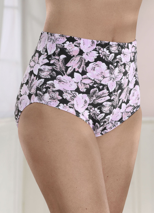 Damenunterwäsche - Slip mit Floraldessin, in Größe 038 bis 054, in Farbe SCHWARZ-ROSA-WEISS Ansicht 1