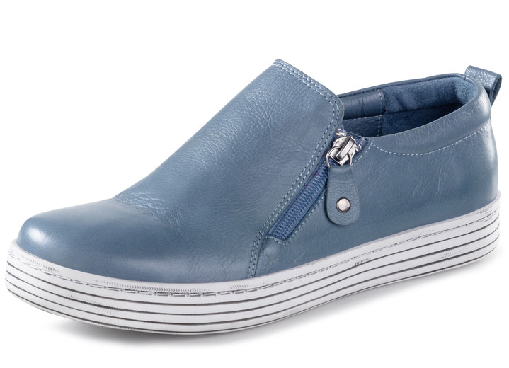 Slipper & Schnürschuhe - Gemini Slipper aus weichem Rind-Nappaleder, in Größe 036 bis 042, in Farbe JEANS Ansicht 1