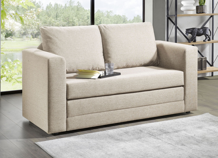 Bettsofas - Schlafsofa mit 2 grossen, weichen Rückenkissen, in Farbe BEIGE Ansicht 1