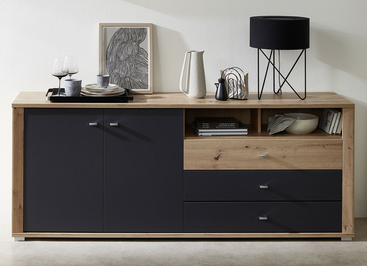 Sideboards - Sideboard mit LED-Beleuchtung und Softclose, in Farbe GRAFIT-EICHE